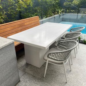 Classic White Rectangle Table with two Square Concrete Legs