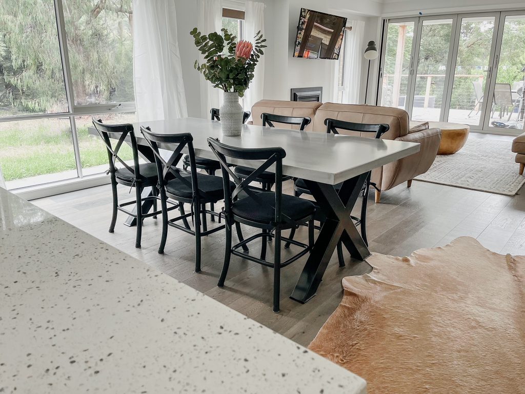 Classic Rectangle Table with a Chunky X Steel Frame