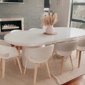 Classic Oval Table with two Round Concrete Legs