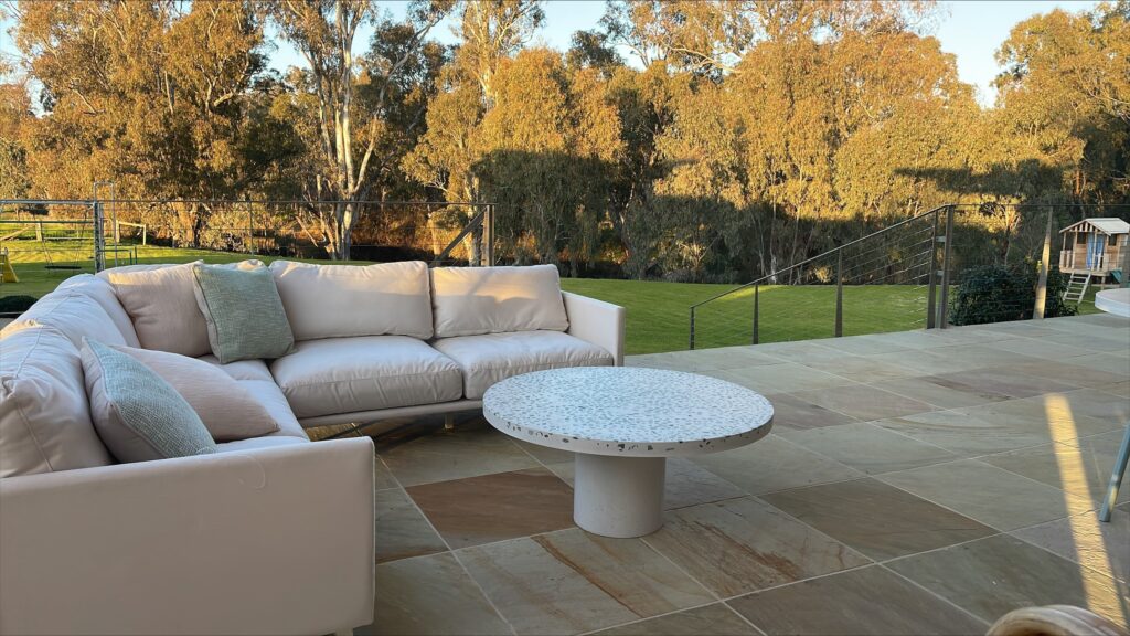 The Dublin Round Coffee Table on a Concrete Leg